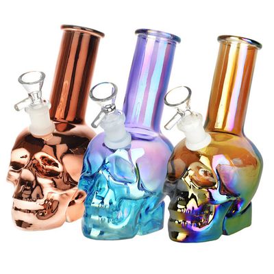 Metallic Sunset Skull Water Pipe 8”