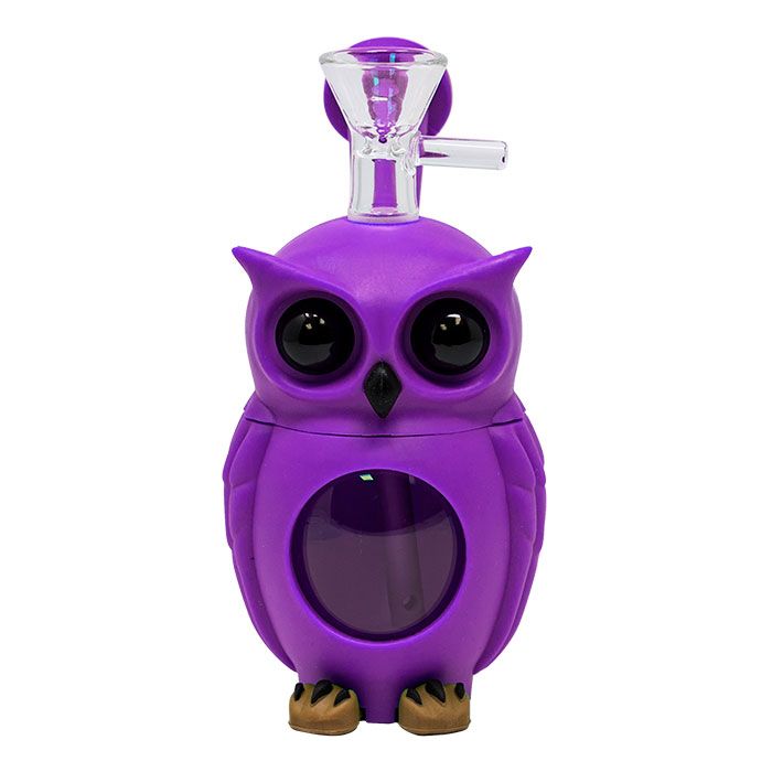 Owl Silicone Bong 6”, Color: Purple
