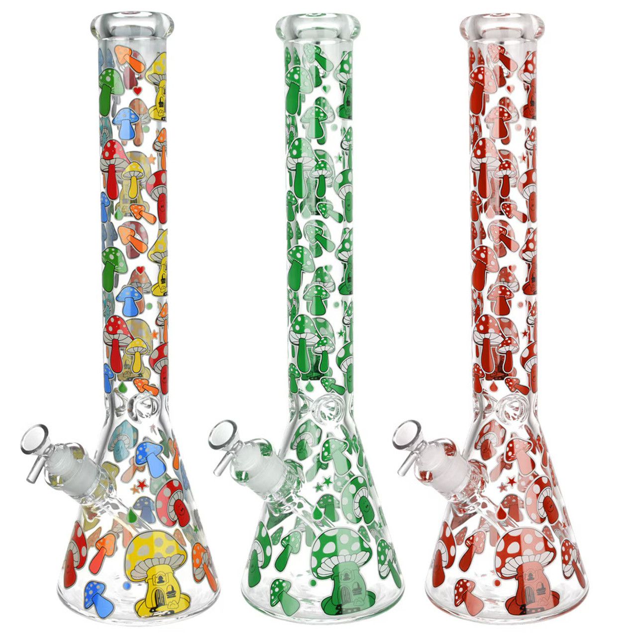Glow Mushroom Glass Beaker 18” Colours Vary