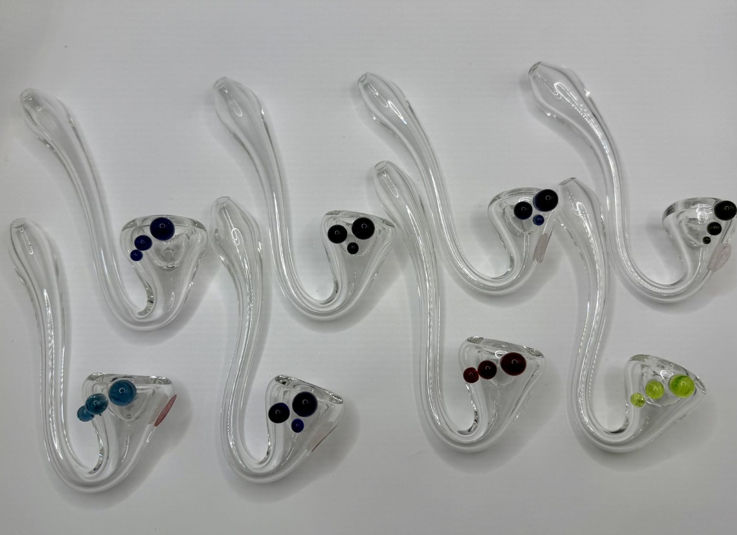 Urban Glass Clear Sherlock Pipes With Multi Colour Dots
