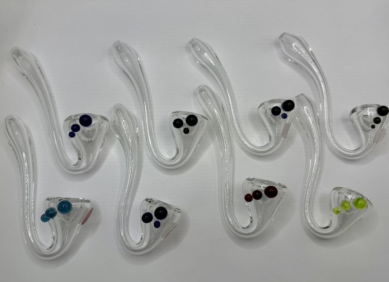 Urban Glass Clear Sherlock Pipes With Multi Colour Dots