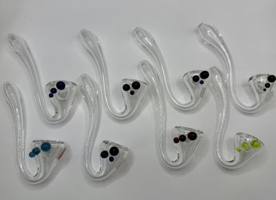 Urban Glass Clear Sherlock Pipes With Multi Colour Dots