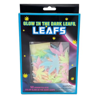 Glow in the Dark Wall Stickers - 50pk/Hemp Leaves/Asst Clrs
