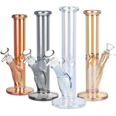 Infinite Splendor Glass Straight Tube Water Pipe - 9.75&quot; / 14mm F / Colors Vary
