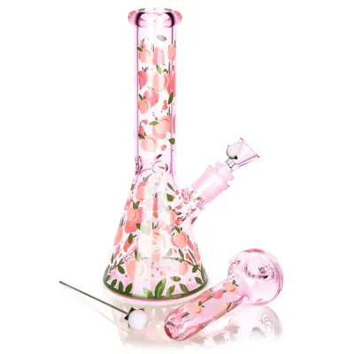 Pulsar Glass 10” Fruit Series Beaker Peaches And Cream Glow Duo