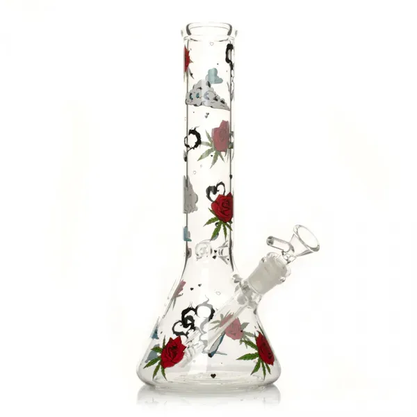 Red Eye Glass 12” Roses &amp; Weed Beaker