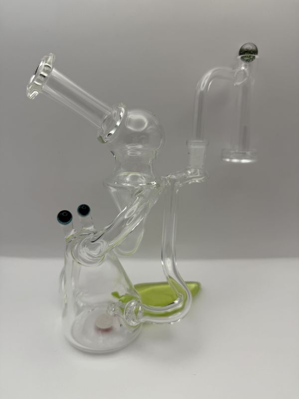 Browski Glass 7” Green Slyme Trail Brocycler W/10mm Joint