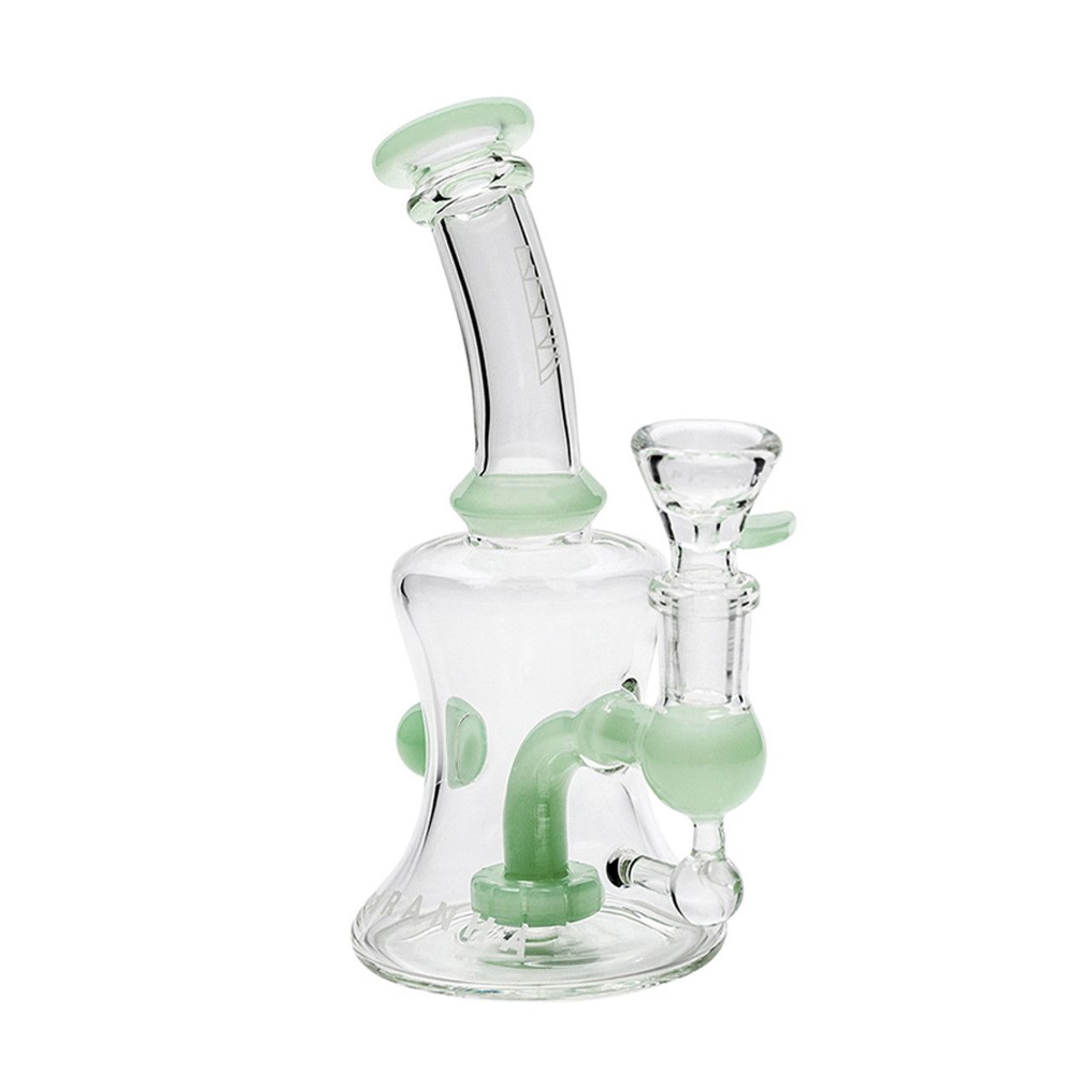Piranha Glass 6” Hourglass Rig w/ Bowl - Jade Green Accents