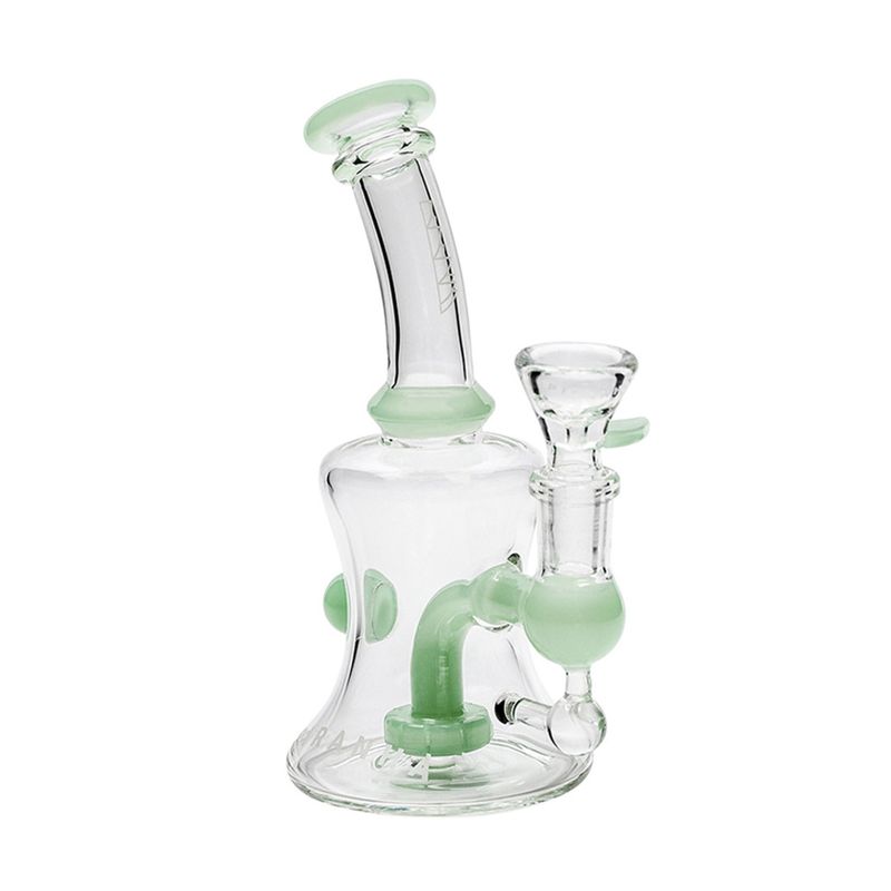 Piranha Glass 6” Hourglass Rig w/ Bowl - Jade Green Accents
