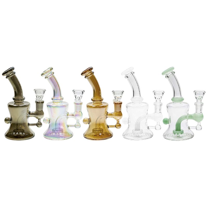 Piranha Glass 6” Hourglass Rig w/ Bowl - Jade Green Accents
