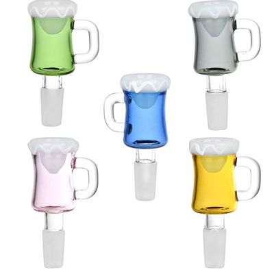 Beer Mug Glass Herb Slide 14mm Colours Vary