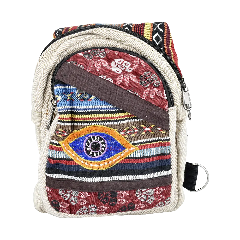 Threadheads Patchwork Sling Bag 9.5”x8” Evil Eye