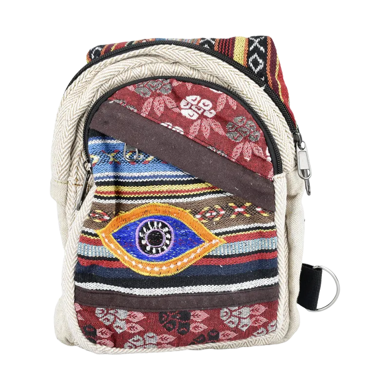 Threadheads Patchwork Sling Bag 9.5”x8” Evil Eye