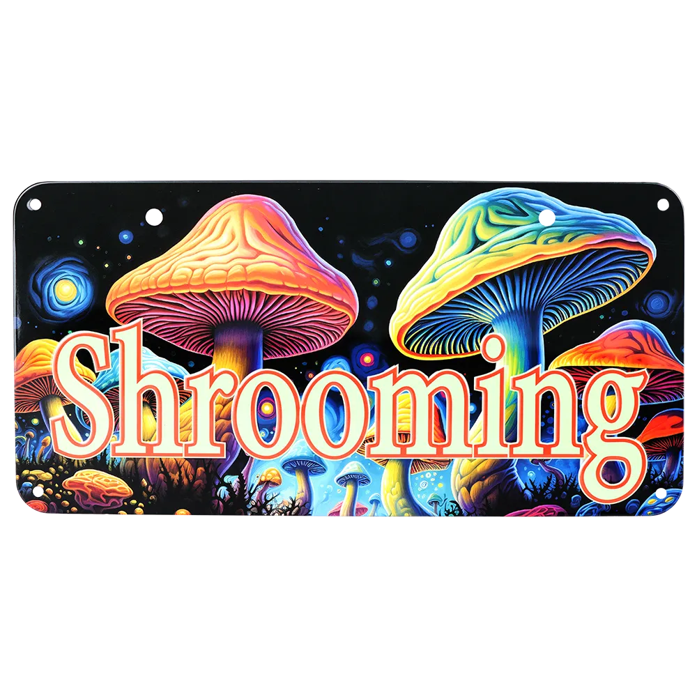 Novelty Embossed Metal License Plate 12”x6” Shrooming