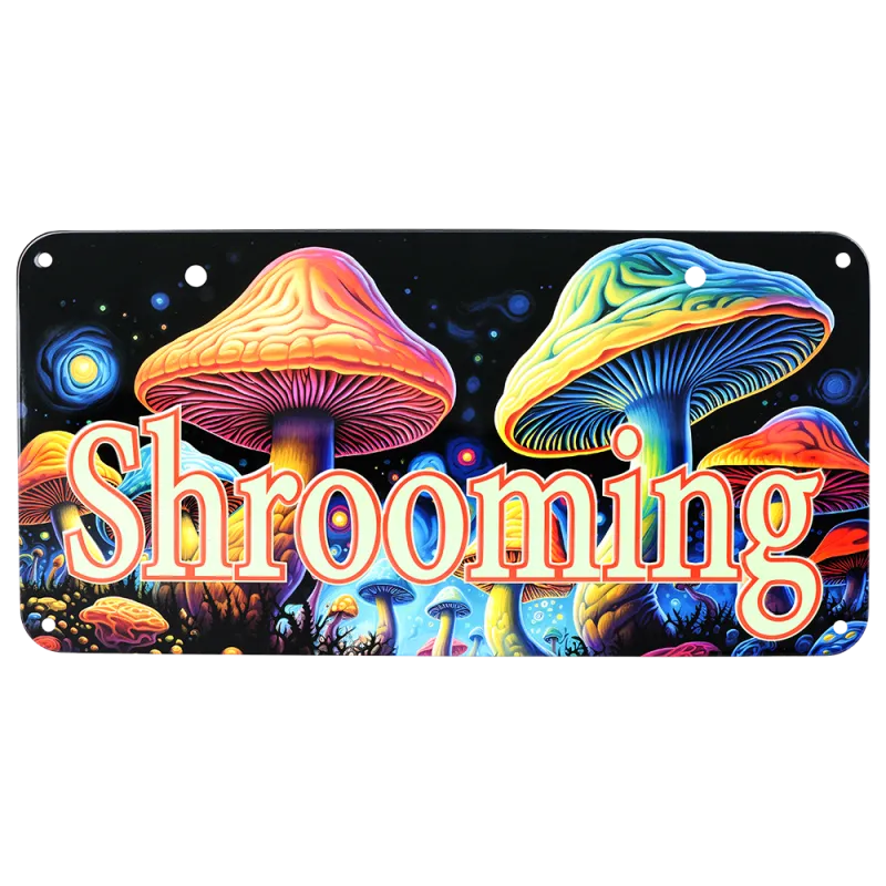 Novelty Embossed Metal License Plate 12”x6” Shrooming
