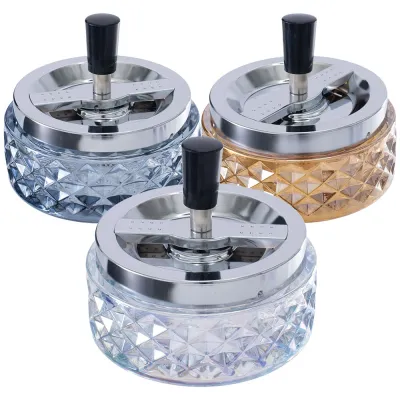 Fujima Gem Cut Glass Spinning Ashtray