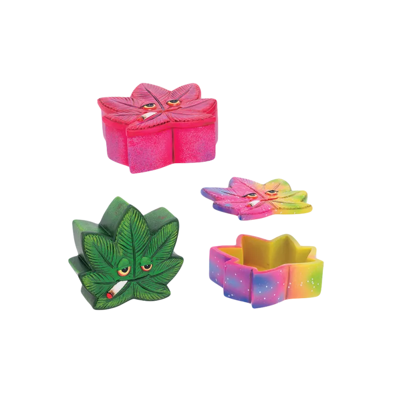 Stoned Hemp Leaf Polyresin Stash Box