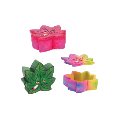 Stoned Hemp Leaf Polyresin Stash Box