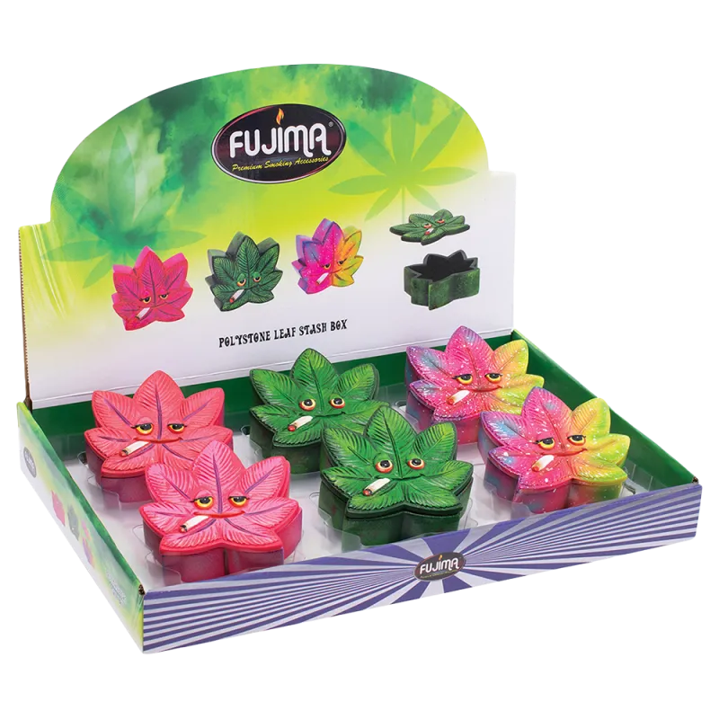 Stoned Hemp Leaf Polyresin Stash Box