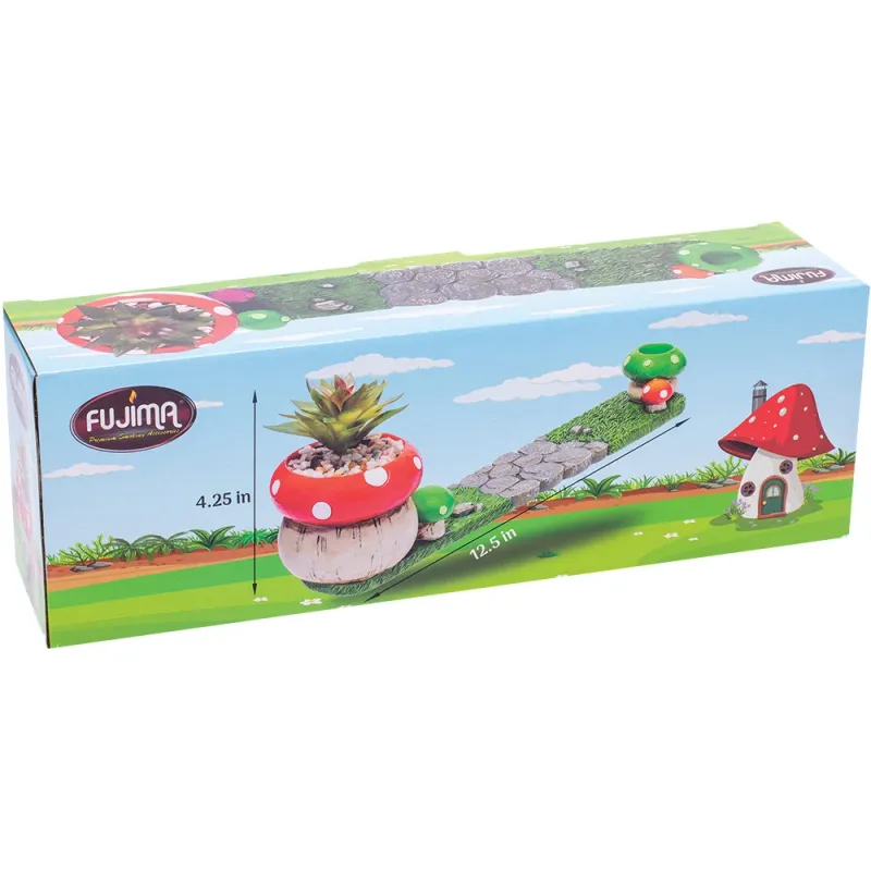 Fujima Mushroom W/Faux Plant Incense Burner 12.5”