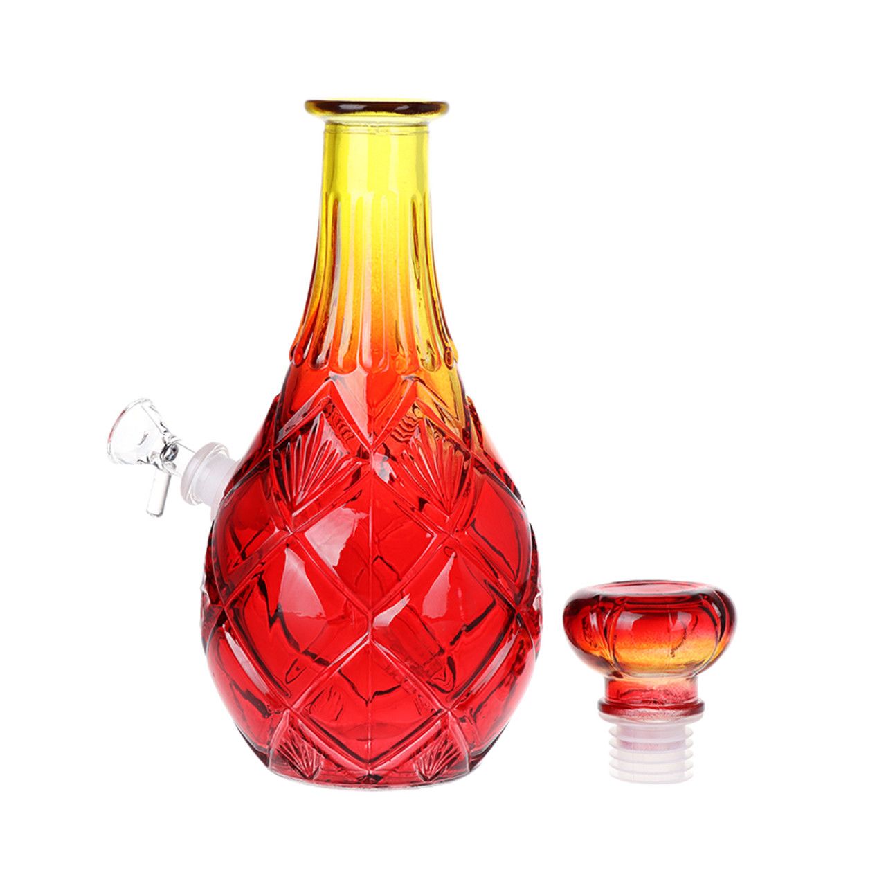 Vintage Decanter Ombré Glass Water Pipe 12”, Color: Red
