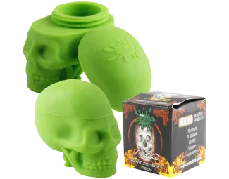 No Goo Nonstick Sillicone Skull Container, Color: Green