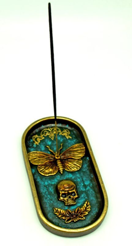Death Moth Polyresin Incense Burner 6.75”