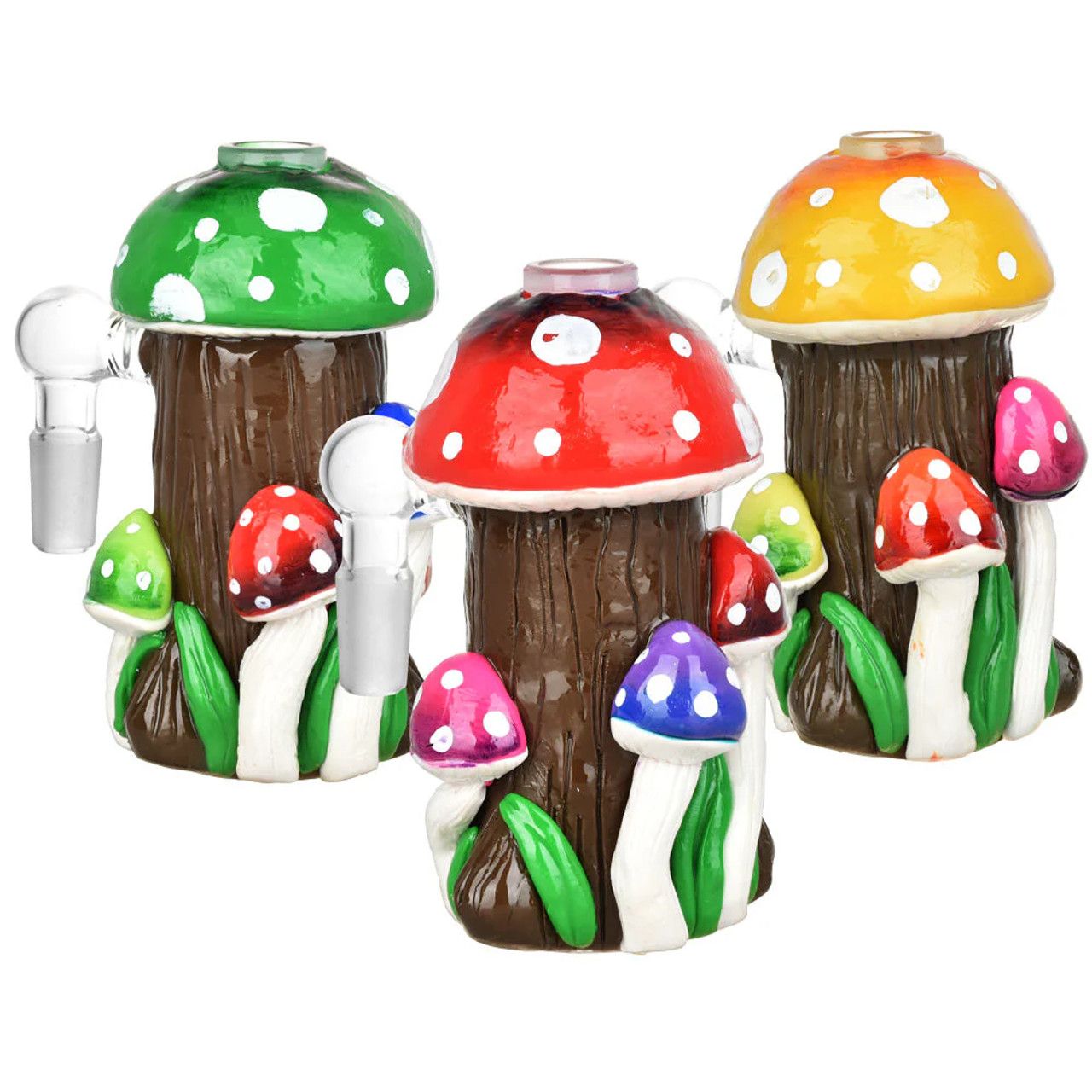 Shroom Cluster Glass &amp; Enamel Ash Catcher 14mm 90 Colours Vary