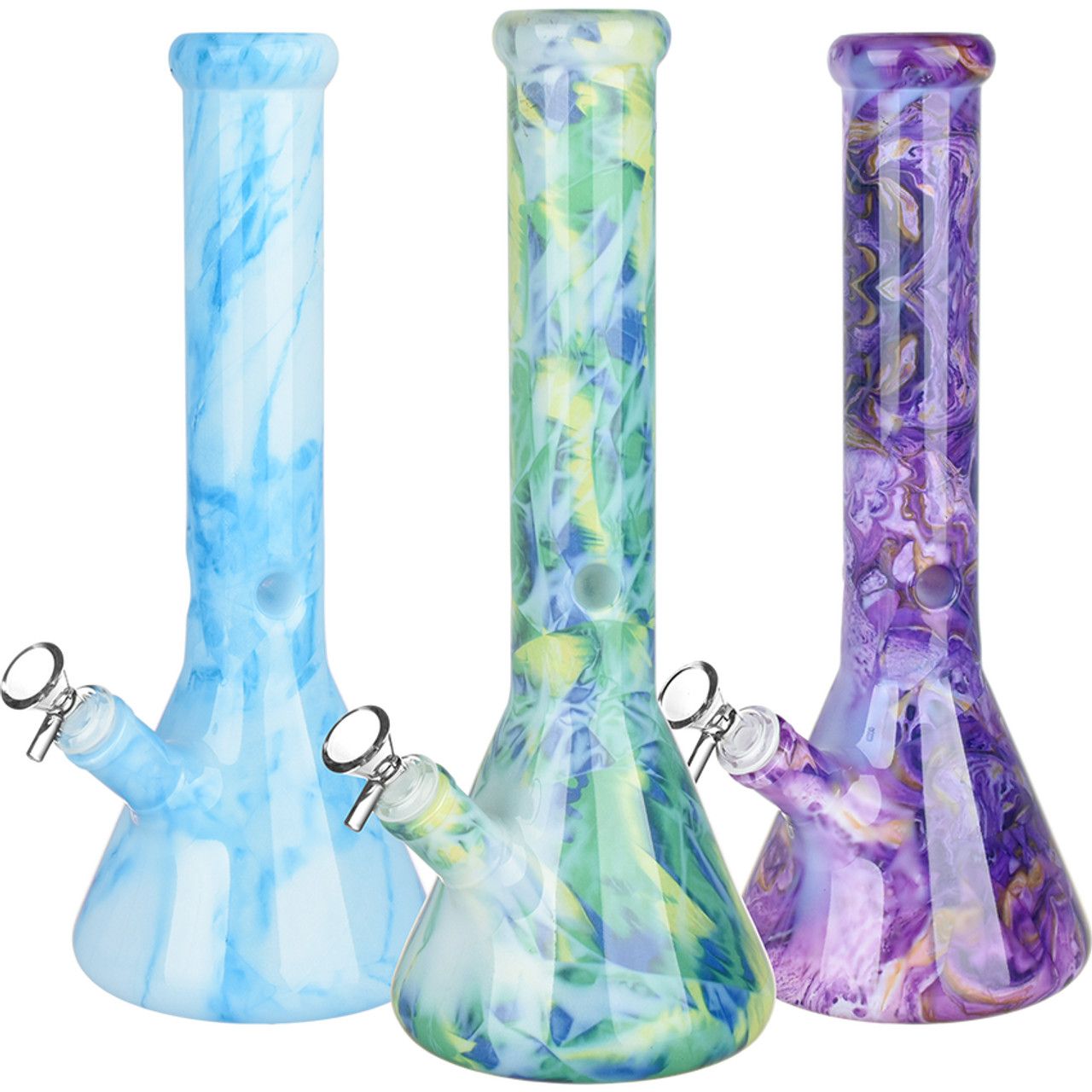 Marbled Glass Beaker 13” Colours Vary