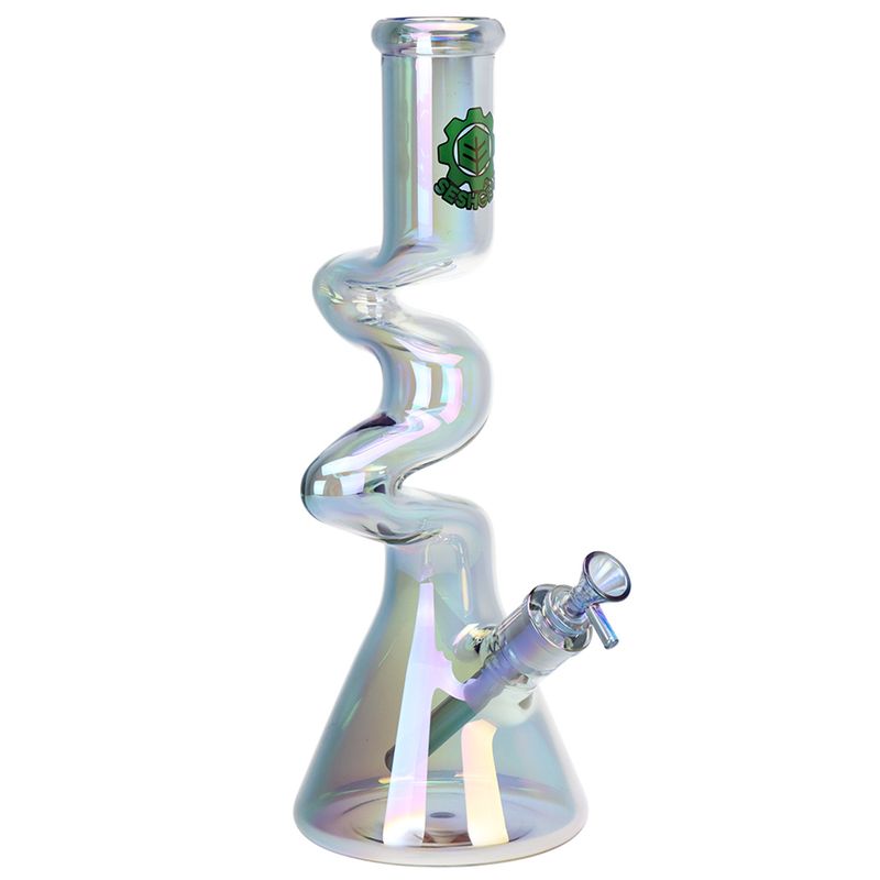 SeshGear Electro Zig Zag Beaker 14.75” W/14mm - Colours Vary