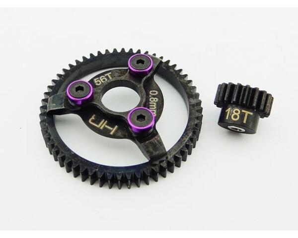 STE256 STEEL PINION AND SPUR GEAR SET 18T/56T 32P PURPLE - TRAXXAS