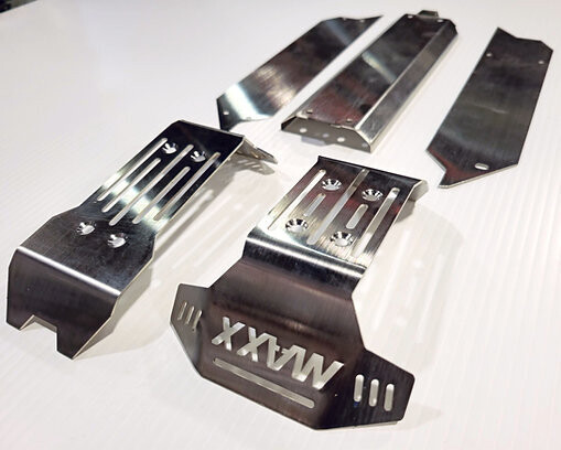 Traxxas MAXX V2 Stainless Steel Chassis Protector Guard Armor Front &amp; Rear Skid