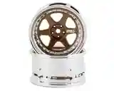 DSC-DE-222 DS Racing Drift Element 6 Spoke Drift Wheels (Bronze &amp; Chrome w/Gold Rivets) (2) (Adjustable Offset) w/12mm Hex