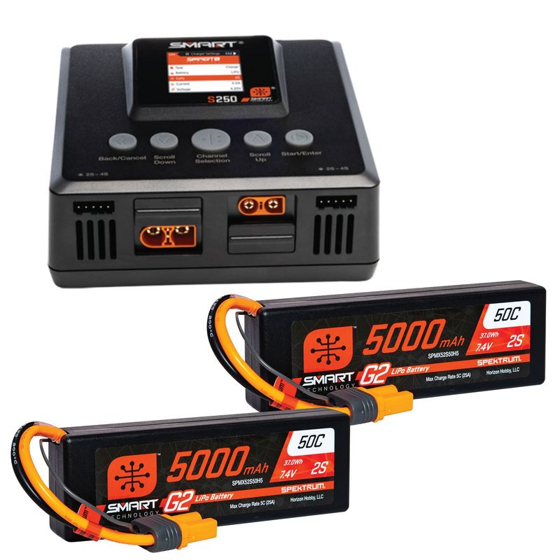 SPMXPSS500  Smart Powerstage 4S Surface Bundle: (2) G2 5000mAh 2S LiPo IC5 &amp; S250 Charger