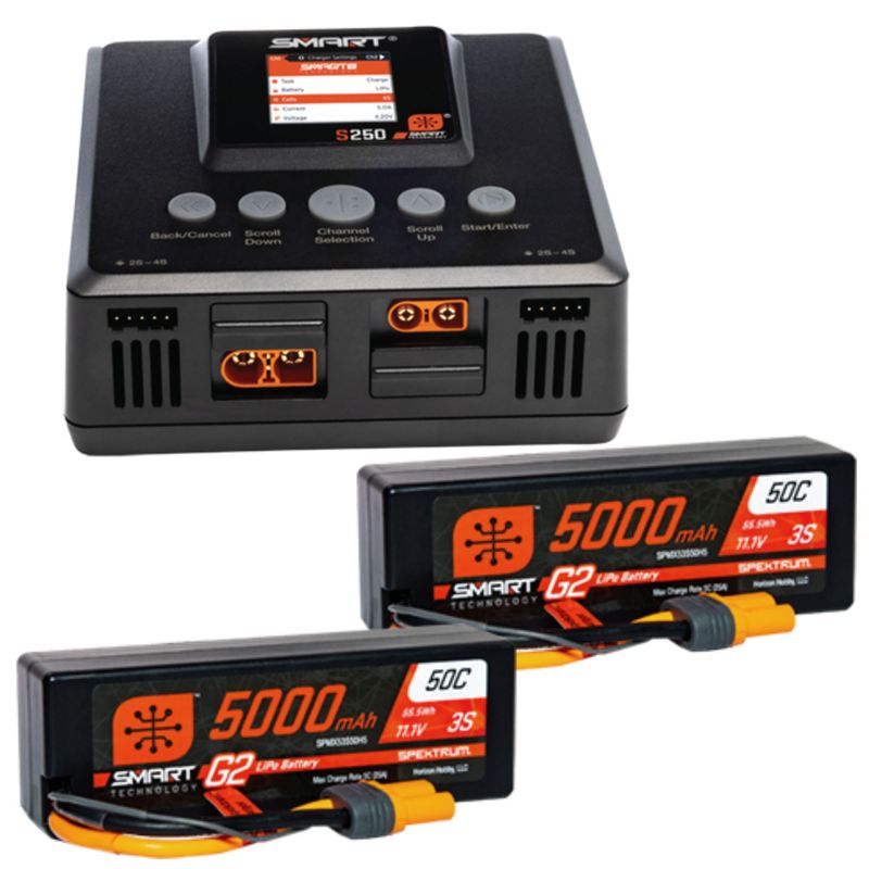 SPMXPSS600 Smart Powerstage 6S Surface Bundle: (2) G2 5000mAh 3S LiPo IC5 &amp; S250 Charger