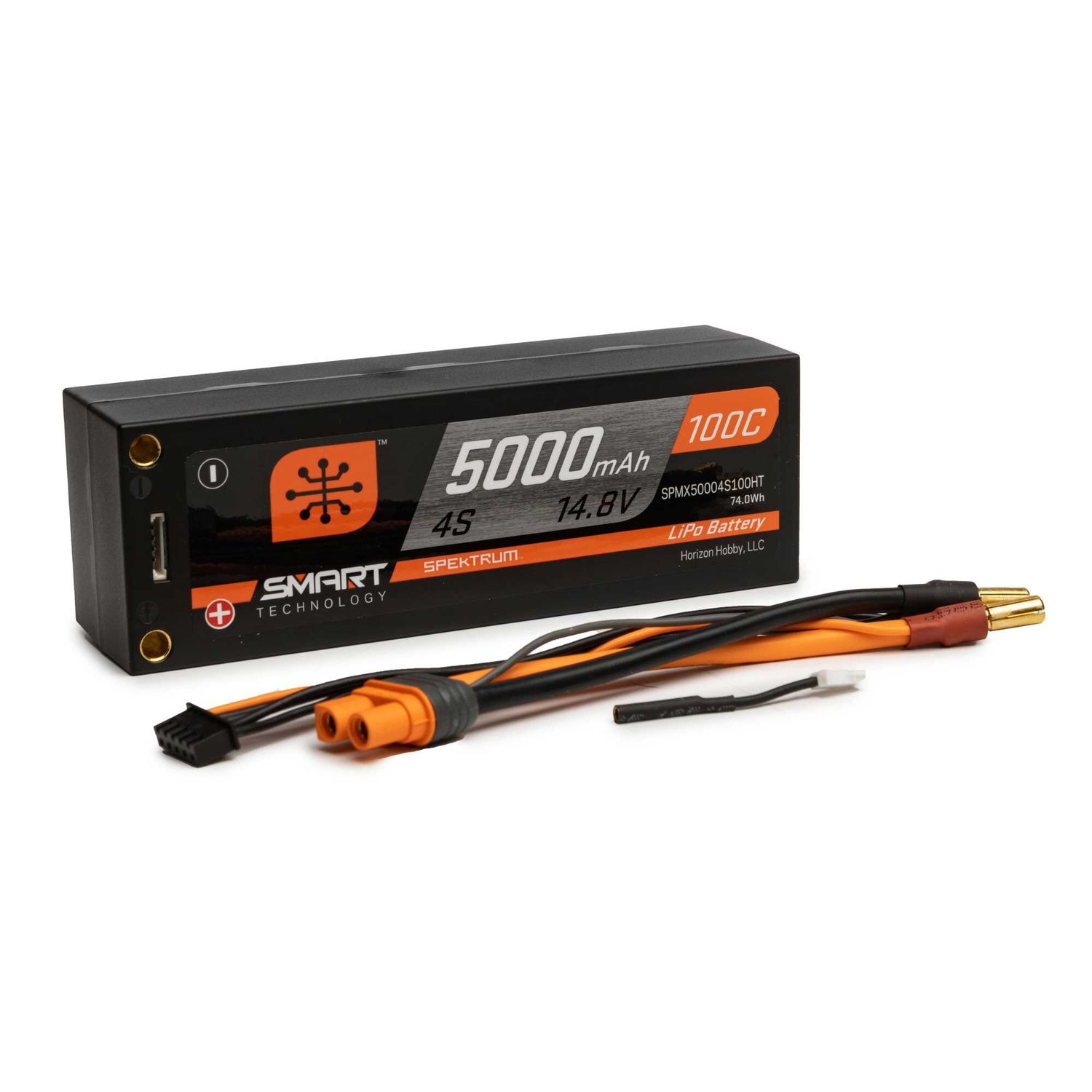 SPMX50004S100HT 5000mAh 4S 14.8V 100C Smart LiPo Short; 5mm Tubes