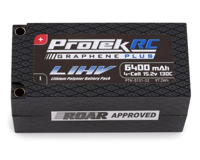 PTK-5131-22 ProTek RC 4S 130C Low IR Si-Graphene+ HV Shorty LiPo Battery (15.2V/6400mAh) w/5mm Connector (ROAR Approved)