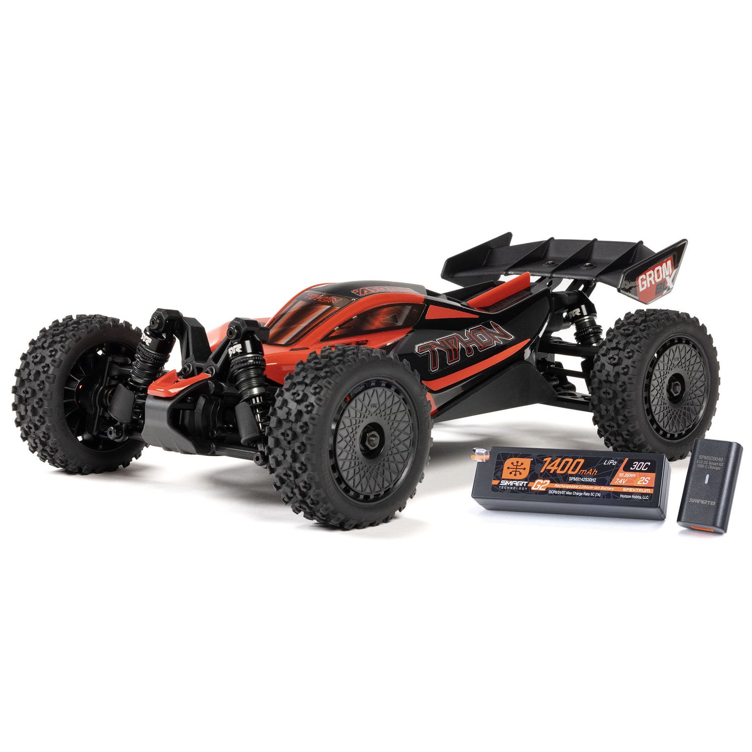 ARA2306ST1 TYPHON GROM 4X4 223S BLX BRUSHLESS SMALL SCALE BUGGY RTR WITH DSC, BATTERY &amp; CHARGER, RED