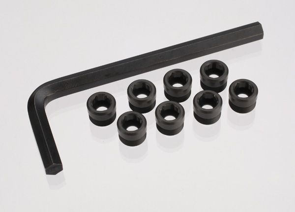 7033X - Aluminum caps, pivot ball (threaded aluminum, hard-anodized with PTFE-coating) (8)/ hex wrench, 5mm