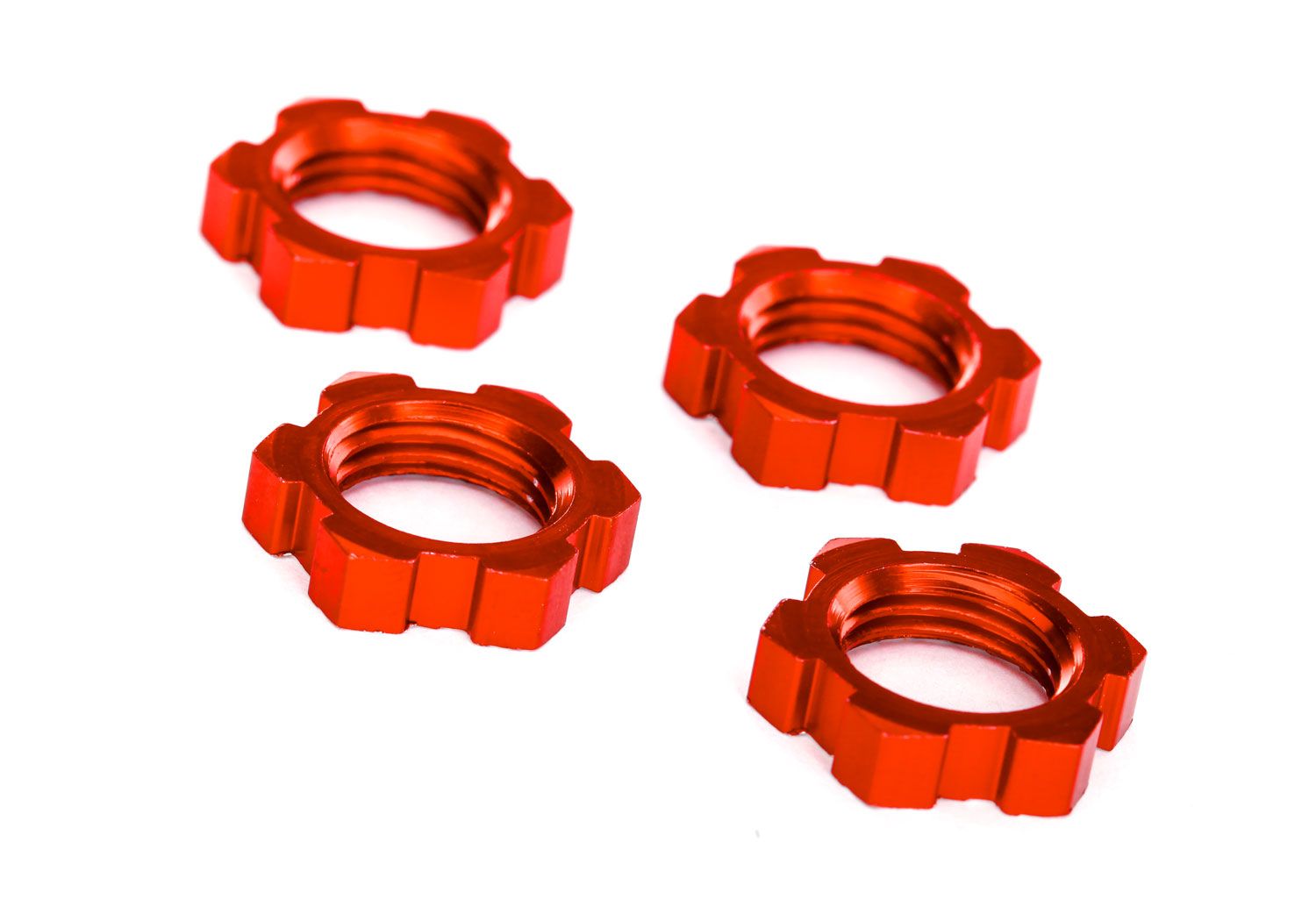 7758R Wheel nuts, splined, 17mm, serrated (red-anodized) (4)