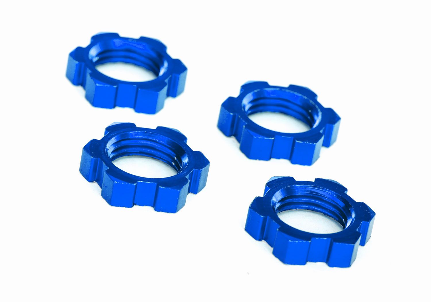 7758 Wheel nuts, splined, 17mm, serrated (blue anodized) (4)