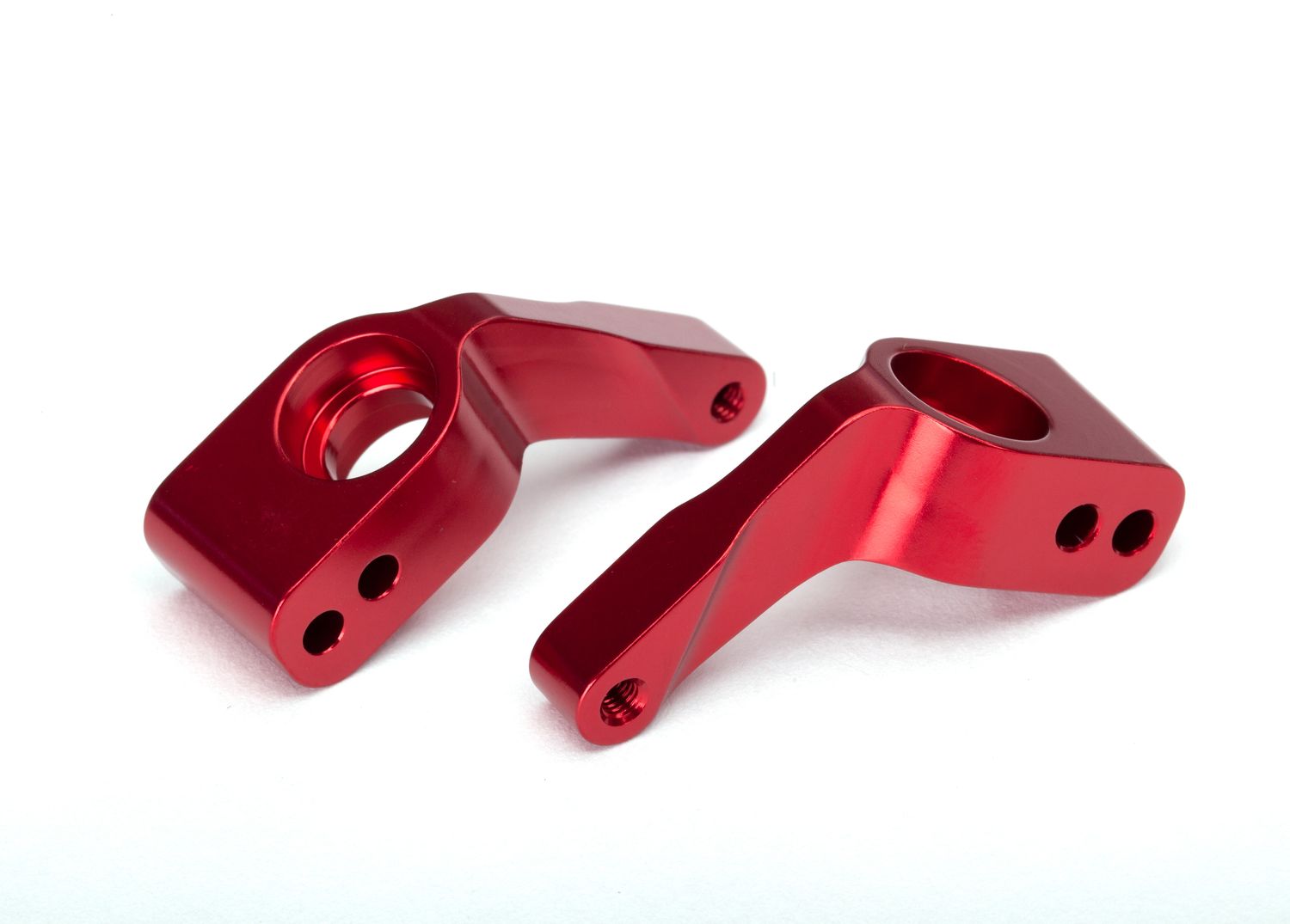 3652X - Stub axle carriers, Rustler/Stampede/Bandit (2), 6061-T6 aluminum (red-anodized)/ 5x11mm ball bearings (4)
