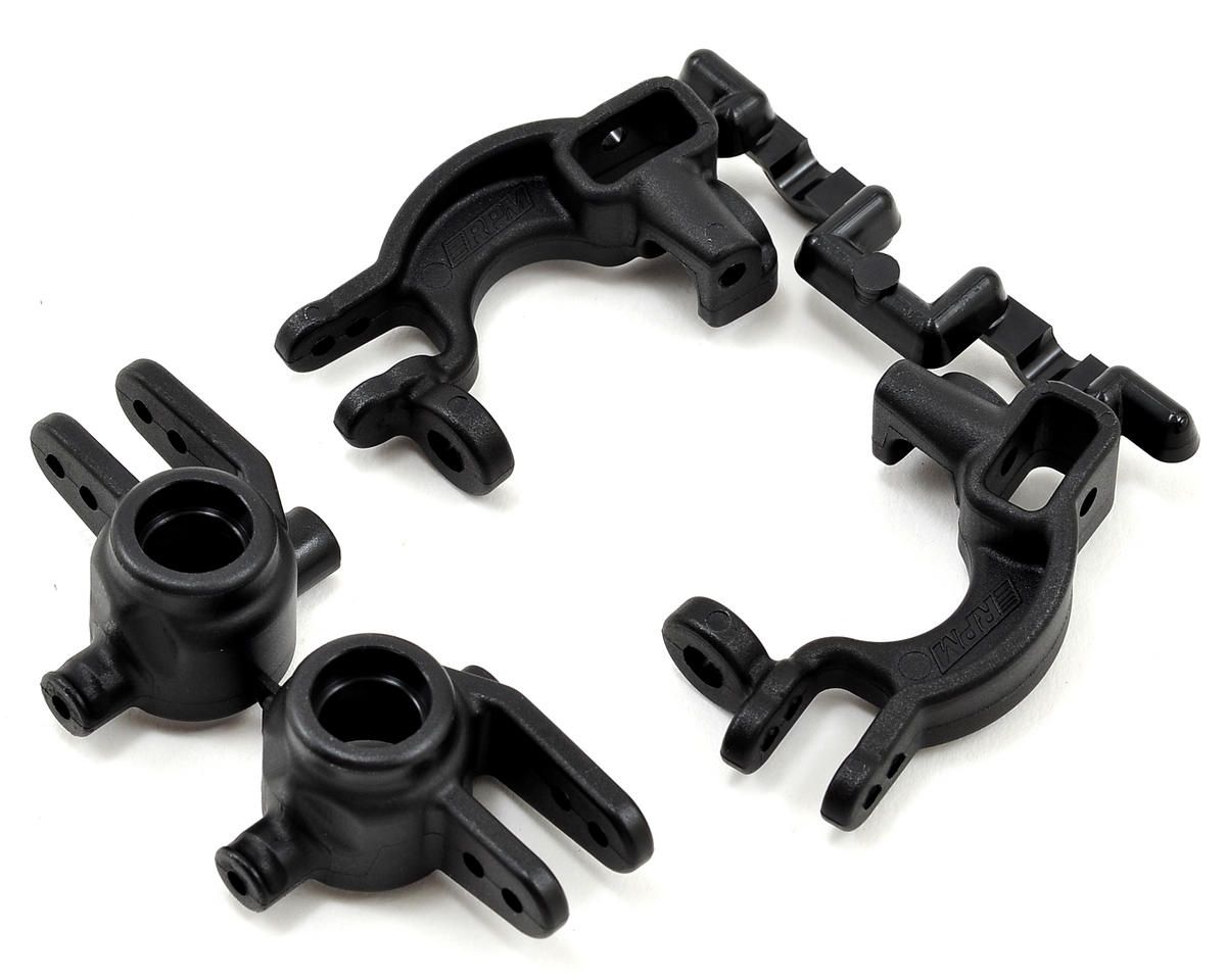 RPM73592 Traxxas 4x4 Caster &amp; Spindle Block Set (Black)