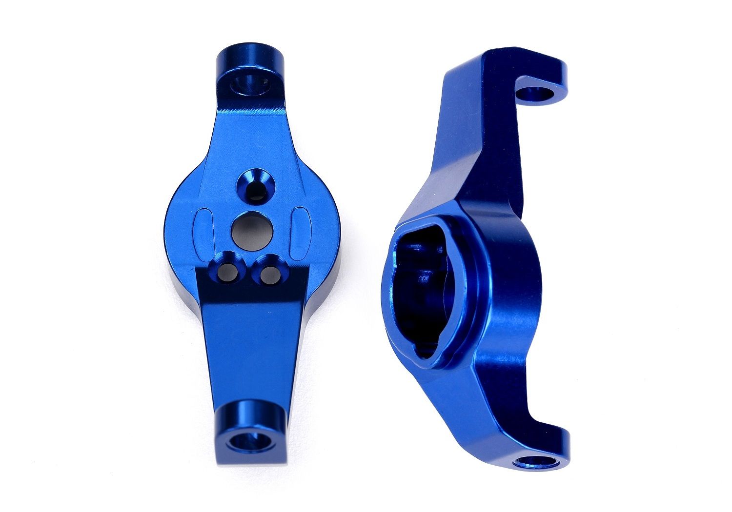 8232X Caster blocks, 6061-T6 aluminum (blue-anodized), left and right