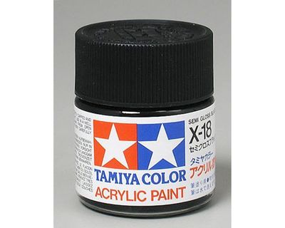 Tamiya X-18 Semi-Gloss Black jar