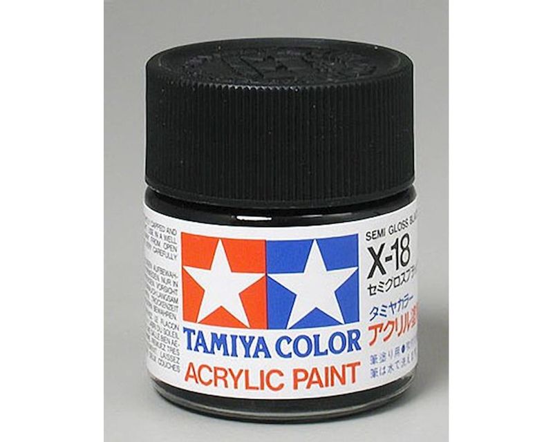 Tamiya X-18 Semi-Gloss Black jar
