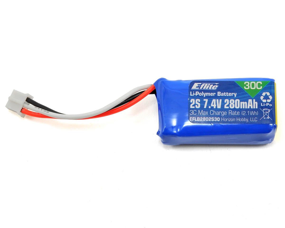 E-flite 280mAh 2S 7.4V 30C Li-Po Battery