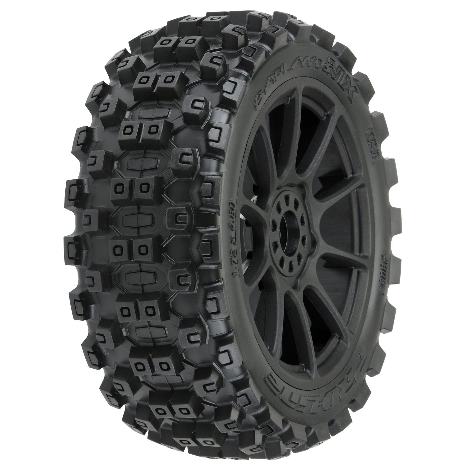 PRO906721 9067-21 Badlands MX M2 1/8 MTD Mach 10 Black Wheels F/R