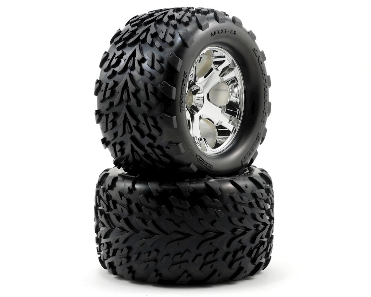4171 Tires &amp; wheels, assembled, glued (2.8') (All-Star chrome wheels, Talon tires, foam inserts) (Nitro Stampede front) (2)