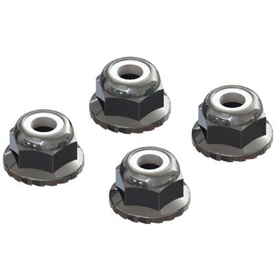 ARAC9699 AR708008 Flanged Nyloc Locknut 4mm Silver (4) ARRMA 7mm Flanged Nyloc Locknut, Silver (4)